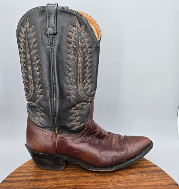 Vintage Acme Boots Mens 13 D Black Cherry Leather Circle A Western Cowboy main image 5